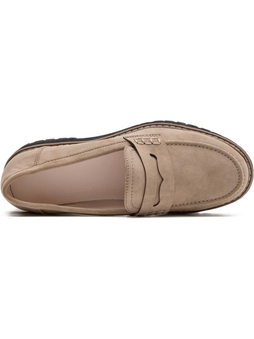 Women's Khaki Loafers Shoes Platform Chunky Penny Loafer Lug Sole Comfortable - Picture 4 of 6